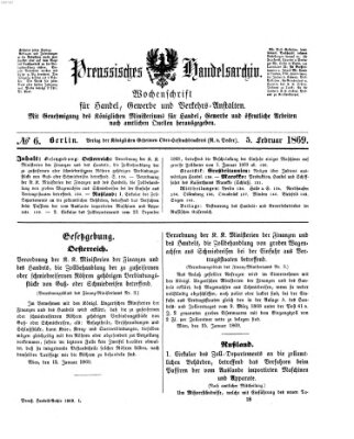 Preußisches Handels-Archiv Freitag 5. Februar 1869