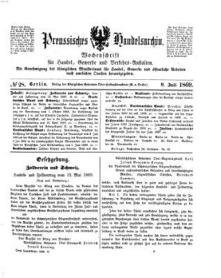 Preußisches Handels-Archiv Freitag 9. Juli 1869