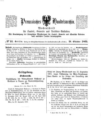 Preußisches Handels-Archiv Freitag 29. Oktober 1869