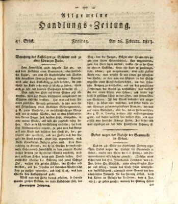Allgemeine Handlungs-Zeitung Freitag 26. Februar 1813