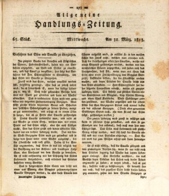 Allgemeine Handlungs-Zeitung Mittwoch 31. März 1813