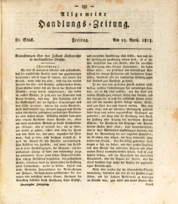Allgemeine Handlungs-Zeitung Freitag 23. April 1813