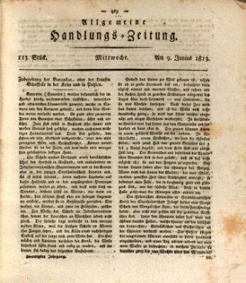 Allgemeine Handlungs-Zeitung Mittwoch 9. Juni 1813