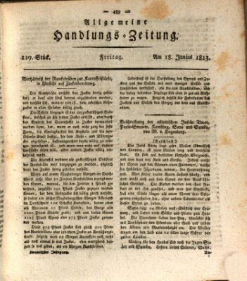 Allgemeine Handlungs-Zeitung Freitag 18. Juni 1813