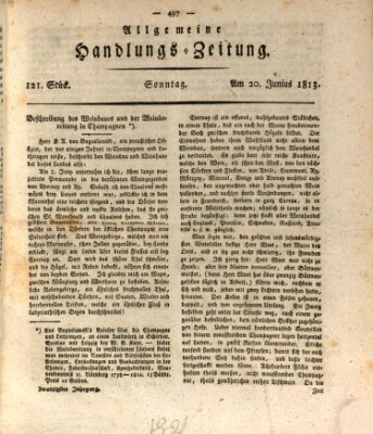 Allgemeine Handlungs-Zeitung Sonntag 20. Juni 1813