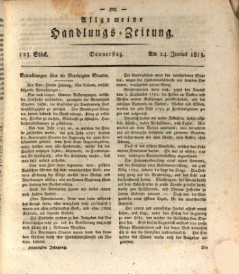 Allgemeine Handlungs-Zeitung Donnerstag 24. Juni 1813