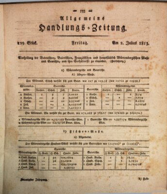Allgemeine Handlungs-Zeitung Freitag 2. Juli 1813
