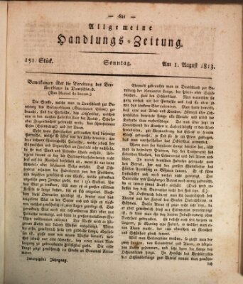 Allgemeine Handlungs-Zeitung Sonntag 1. August 1813