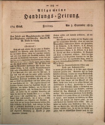Allgemeine Handlungs-Zeitung Freitag 3. September 1813