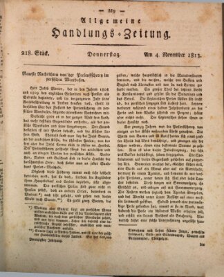 Allgemeine Handlungs-Zeitung Donnerstag 4. November 1813