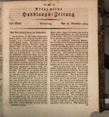 Allgemeine Handlungs-Zeitung Sonntag 28. November 1813