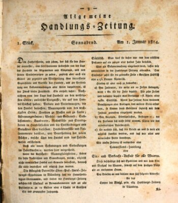 Allgemeine Handlungs-Zeitung Samstag 1. Januar 1814