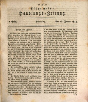 Allgemeine Handlungs-Zeitung Dienstag 18. Januar 1814