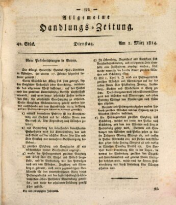 Allgemeine Handlungs-Zeitung Dienstag 1. März 1814