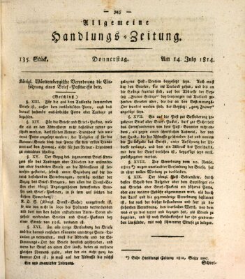 Allgemeine Handlungs-Zeitung Donnerstag 14. Juli 1814