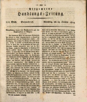 Allgemeine Handlungs-Zeitung Samstag 29. Oktober 1814