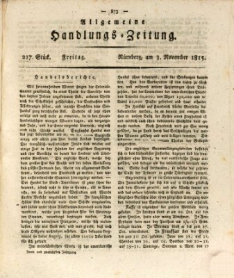 Allgemeine Handlungs-Zeitung Freitag 3. November 1815