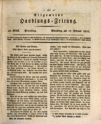 Allgemeine Handlungs-Zeitung Dienstag 27. Februar 1816