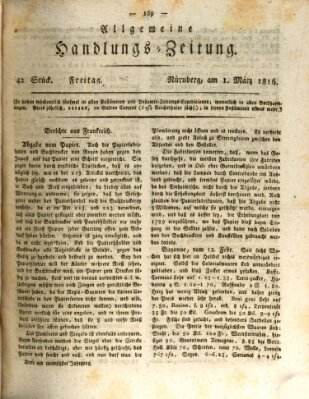 Allgemeine Handlungs-Zeitung Freitag 1. März 1816