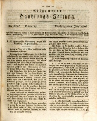 Allgemeine Handlungs-Zeitung Sonntag 9. Juni 1816