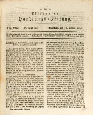 Allgemeine Handlungs-Zeitung Samstag 10. August 1816