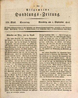 Allgemeine Handlungs-Zeitung Sonntag 1. September 1816