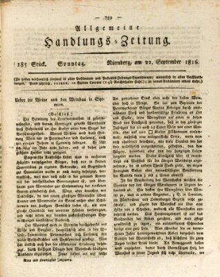 Allgemeine Handlungs-Zeitung Sonntag 22. September 1816