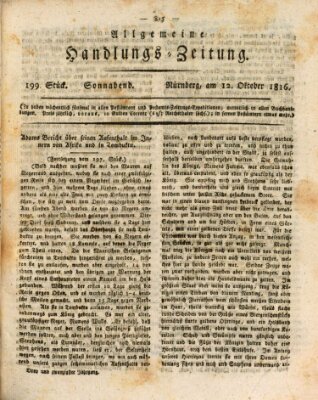 Allgemeine Handlungs-Zeitung Samstag 12. Oktober 1816