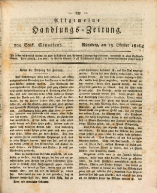 Allgemeine Handlungs-Zeitung Samstag 19. Oktober 1816