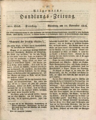 Allgemeine Handlungs-Zeitung Dienstag 12. November 1816