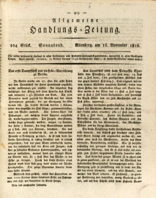 Allgemeine Handlungs-Zeitung Samstag 16. November 1816