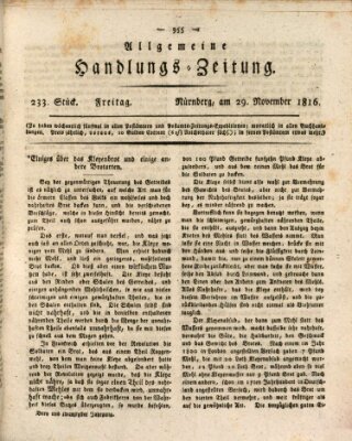 Allgemeine Handlungs-Zeitung Freitag 29. November 1816