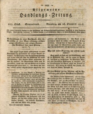 Allgemeine Handlungs-Zeitung Samstag 28. Dezember 1816