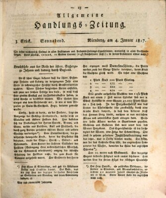 Allgemeine Handlungs-Zeitung Samstag 4. Januar 1817