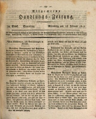 Allgemeine Handlungs-Zeitung Samstag 15. Februar 1817
