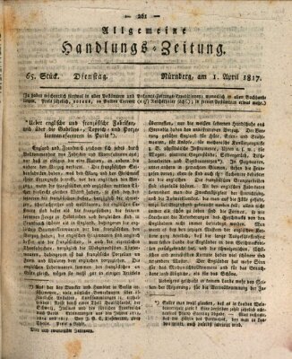 Allgemeine Handlungs-Zeitung Dienstag 1. April 1817