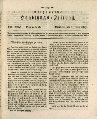 Allgemeine Handlungs-Zeitung Samstag 5. Juli 1817