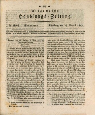 Allgemeine Handlungs-Zeitung Samstag 23. August 1817