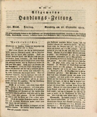 Allgemeine Handlungs-Zeitung Freitag 26. September 1817