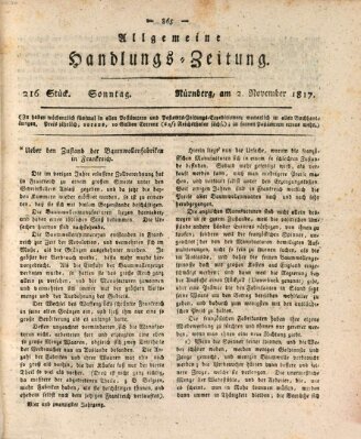 Allgemeine Handlungs-Zeitung Sonntag 2. November 1817