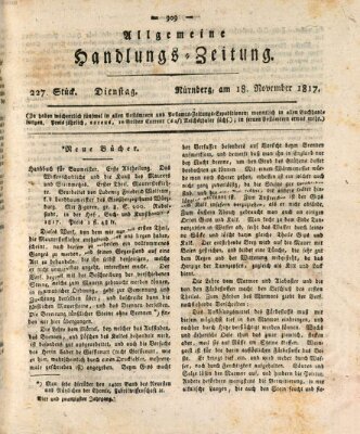 Allgemeine Handlungs-Zeitung Dienstag 18. November 1817