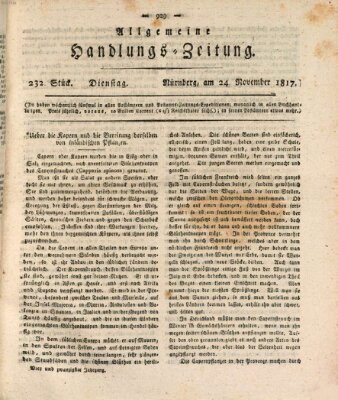 Allgemeine Handlungs-Zeitung Dienstag 25. November 1817