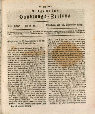 Allgemeine Handlungs-Zeitung Sonntag 30. November 1817