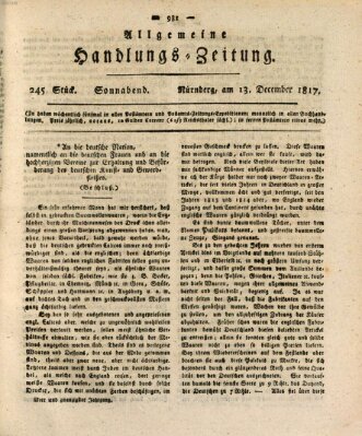 Allgemeine Handlungs-Zeitung Samstag 13. Dezember 1817