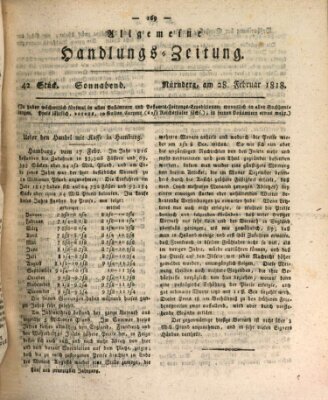 Allgemeine Handlungs-Zeitung Samstag 28. Februar 1818