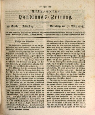 Allgemeine Handlungs-Zeitung Dienstag 10. März 1818