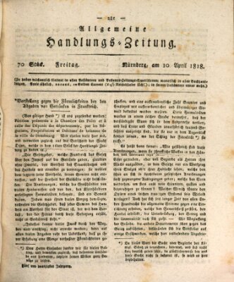 Allgemeine Handlungs-Zeitung Freitag 10. April 1818