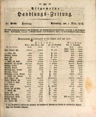 Allgemeine Handlungs-Zeitung Freitag 1. Mai 1818