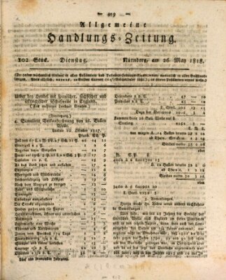 Allgemeine Handlungs-Zeitung Dienstag 26. Mai 1818