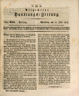 Allgemeine Handlungs-Zeitung Freitag 10. Juli 1818